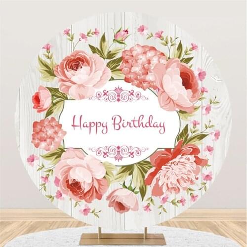 Board Flower Round Background Cloth Happy Birthday Girl Party NAM Photography Photo Backdrops Children Photozone Decors