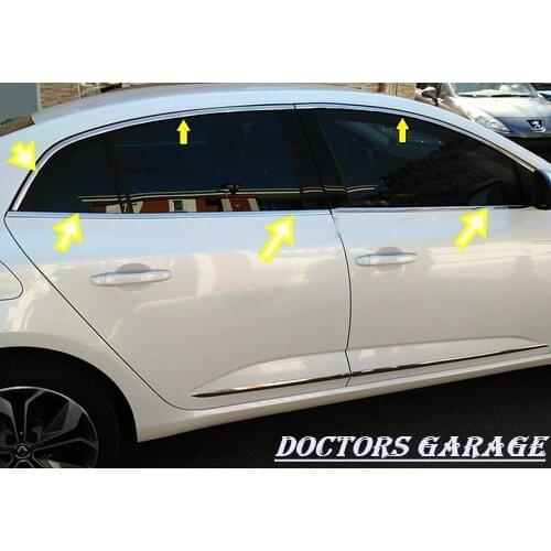 For Megane 4 Sedan Chrome Window Trim 2016 2017 2018 2019 and 6 Pieces Car Accessories Special Chrome Accessory