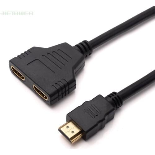 Male To Double Female Adapter Cable 1 In 2 Out HDMI Converter Connect aux Cable Cord HDMI 2 Dual Port Y Splitter 1080P HDMI