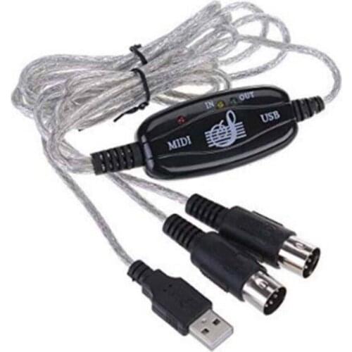 USB IN-OUT MIDI Cable Converter PC to Music Keyboard Adapter Cord
