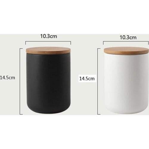 Ceramic Utensil Storage Canisters Crock Coffee Container with Lid for Food Dry Goods Kitchen D1