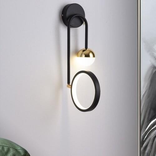 Kobuc Nordic Style Bedside Wall Sconce 15W Creative Golden Copper Lamp Wall LED 3 Light Dim for TV Background Aisle Hotel Study