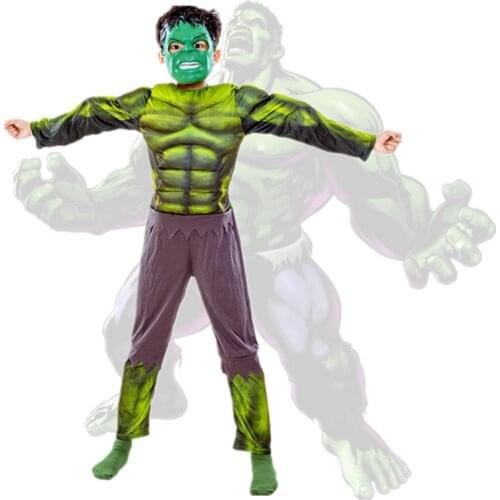 Boy Hulk Superhero Costume Cosplay Children Hulk Gloves Avengers Mask Fist Halloween Props Fantasy