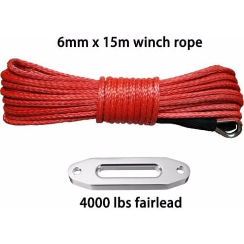 1/4''x50' With 4000lbs Fairlead ATV Winch Line,Off Road Rope,Synthetic Winch Rope ,Boat Winch Cable,UTV Free Shipping