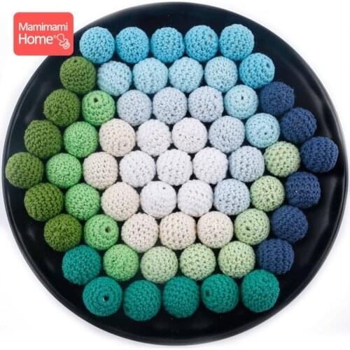 Mamihome 200pc 16mm Wooden Crochet Beads Baby Teether Knitting Beads Wooden Blank ChildrenS Goods Crib Sensory Toy Diy Necklace