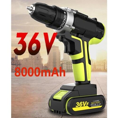 Multifunction Impact Cordless Electric Drill 36V Wireless Rechargeable Hand Drills DIY Electric Power Tools with Lithium Battery