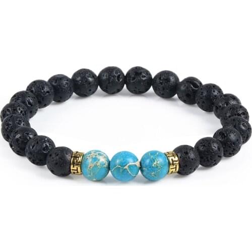 New Products Wholesale Natural Stone Bracelet & Bangle With Lava Rock Bracelet Of Stretch Buddha & Yoga Bracelet Women Men
