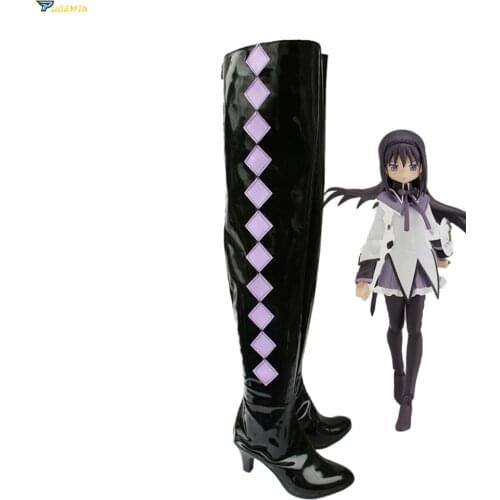 Puella Magi Madoka Magica Akemi Homura Cosplay Shoes High Heels Custom Made Boots