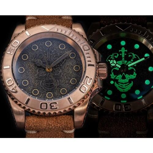 Sapphire Crystal Mens Bronze Diver Watch CUSN8 Engraved Case 24 Jewels NH35 Automatic Movement Super C3 Luminous Dial Watches