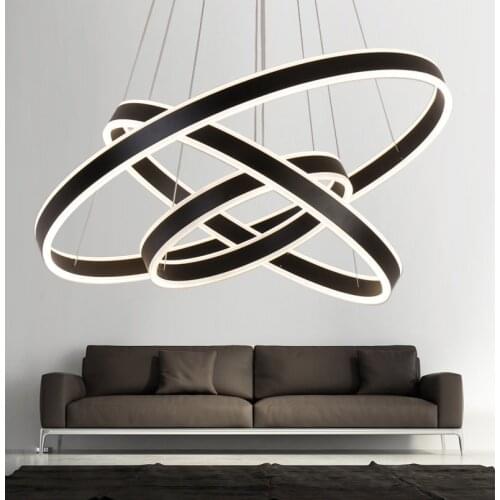 Modern minimalist led living room dining room chandelier office front desk hotel lobby super bright ring light