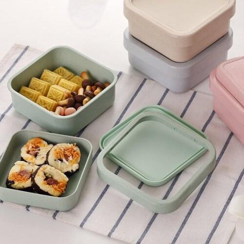 Bamboo Fiber Thermal Insulation Lunch Box Microwave Oven Student Portable Instant Box Japanese Sushi Fresh-keeping Box Color Ran