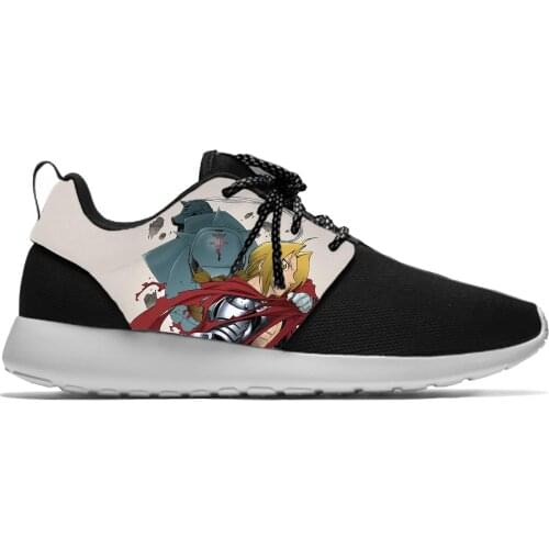 Japanese Anime Manga Cartoon Fullmetal Alchemist Sport Running Shoes Casual Breathable Lightweight 3D Print Men Women Sneakers