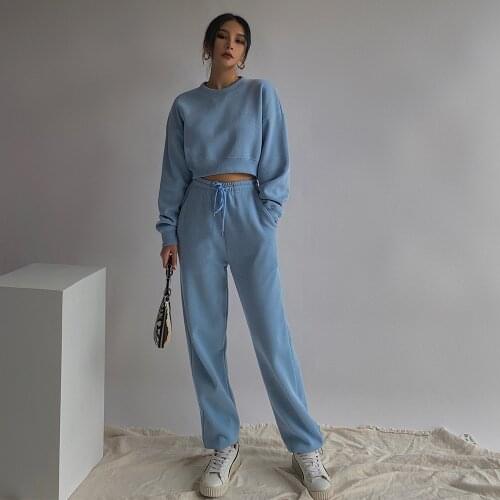 2021 Autumn Sweatshirts Sets Sport Tracksuits O-neck Long Sleeve Hoodies Solid Harem Pants Women Casual Pullovers Fall H005