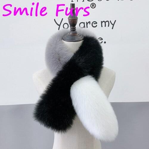 Women Large Faux Fur Scarf Winter Warm Fluffy Fur Collar Luxury Patchwork Crossed Design Scarves Shawl High Quality 100*14cm