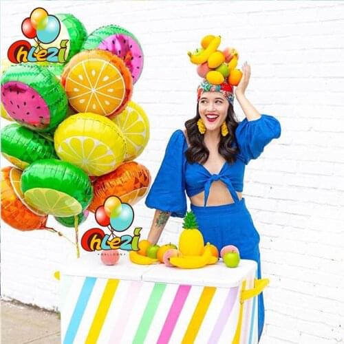 10pcs Fruit ballon Strawberry watermelon kiwi pineapple Orange Party DIY Colorful fruit theme Birthday Party globos baby shower