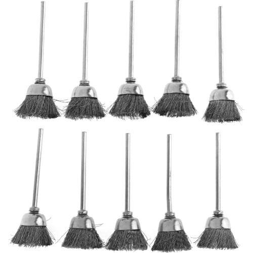 10pcs/lot Stainless Steel 8mm Wire Wheel Brush Tools Accessories for Grinder Rotary Tools Mini Drill Polishing Metal Cleaning