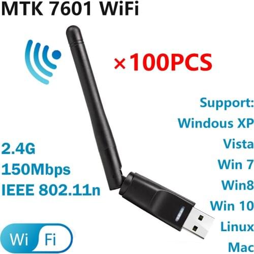 [100 PCS] MT7601 USB WiFi Dongle 150Mbps 2.4GHz USB2.0 Rotatable Wireless USB WiFi Adapter 7601