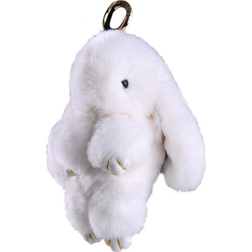 18CM Cute Plush bunny Pendant Women Fur Pom Angel Rabbit Key Ring Hare Pompom Plush Dolls Toy Girls Bag Pendant