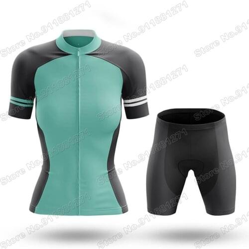 2021 Mint Green Women Cycling Clothing Bicycle Jersey Set Female Girl Cycle Casual Wear Road Bike Short Pant Pad Ropa Ciclismo