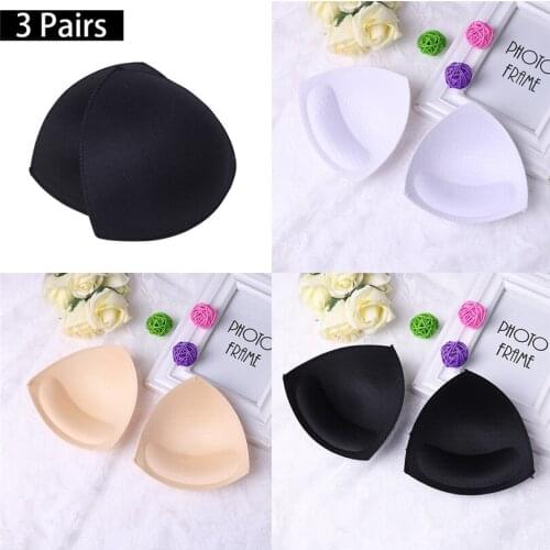 3 Pairs Women Triangle Cups Bra Inserts Pads for Bra Bikini Tops Swimsuit Womens Removable Smart Cups Bra Inserts Pads