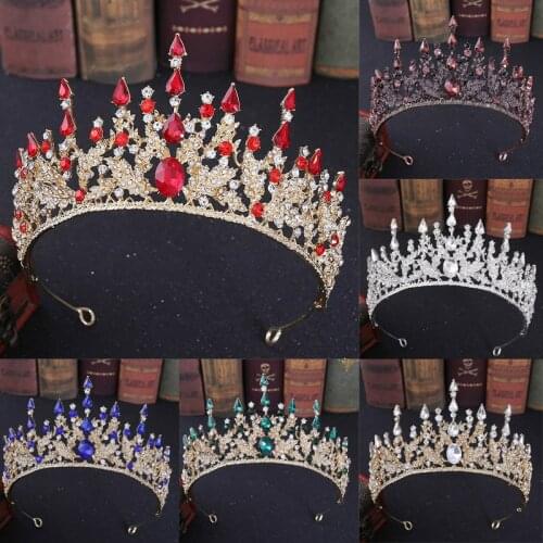 ACRDDK Vintage Baroque Bride Wedding Crown Shiny Handmade Rhinestone Tiaras Headband for Women Hair Jewelry Headpeice SL