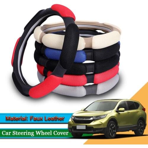 Car Styling Leather Car Steering Wheel Cover Car Steering-wheel Hubs Interior Automobiles Accessory For Honda CRV CR-V 2010-2020