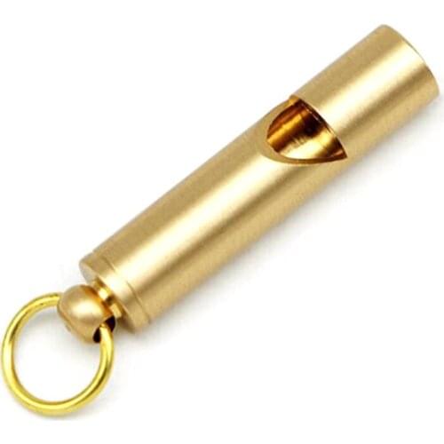 1PCS Retro Pure Brass Whistle Keyring Hanging Outdoor Whistling Survival Supplies