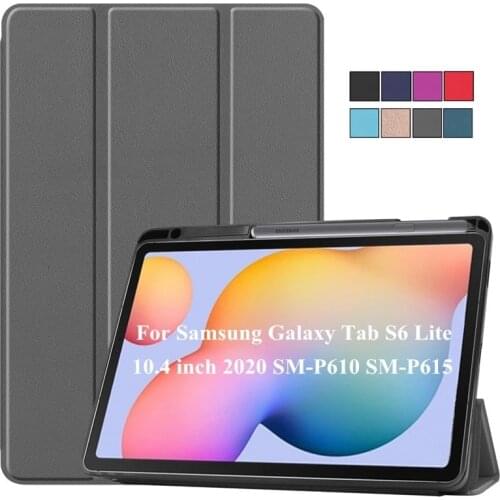 Case for Samsung Galaxy Tab S6 Lite with Pencil Holder SM-P610 SM-P615 PU Leather Cover for Funda Samsung Galaxy Tab S6 Lite