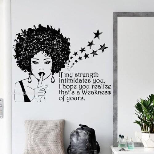 Black Afro Woman Wall Stickers Barber Shop Window Decal Beauty Hair Salon Classic Phrase Wall Decor Vinyl Wall Art Posters LL866