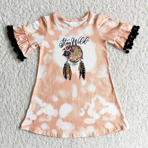 New Arrival Children Fashion Frock Baby Girls Short Sleeve And Printed Design Dress For Summer