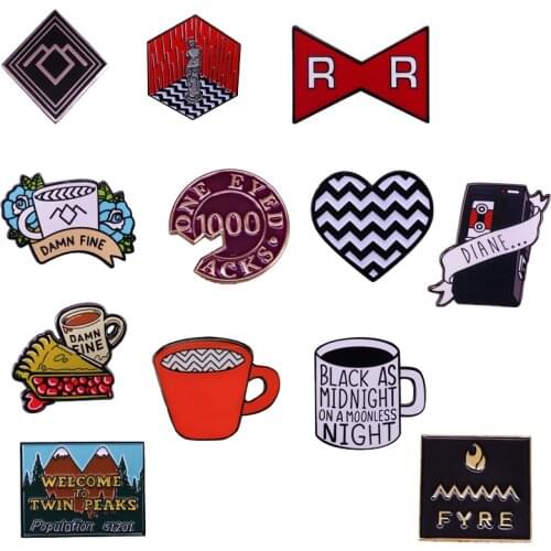 Twin peaks enamel pin brooch metal badge collection David Lynch tv series jewelry