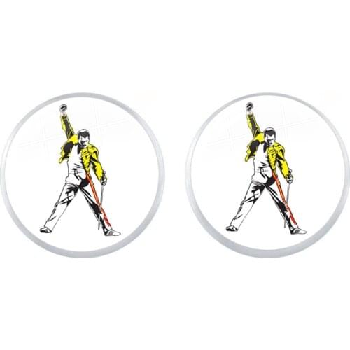 Freddie Mercury Earrings 12mm Glass Cabochon Cute Jewelry For Women Silver Plated Stud Earring For Girls Gift