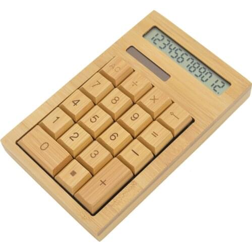 Functional Desktop Calculator Solar Power Bamboo Calculators with 12-digit Large Display Home Office School Supplies калькулятор