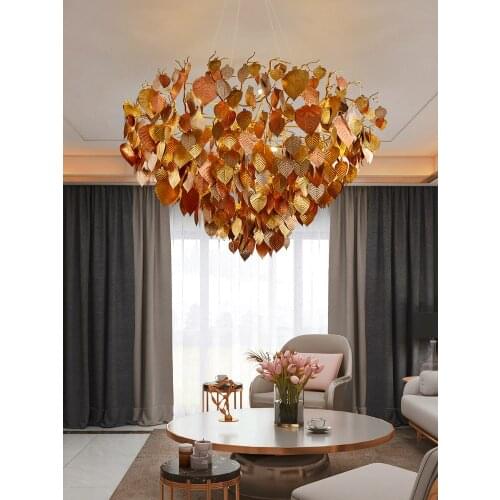 GY Copper Art Tilia Europaea Branch Art Chandelier New Chinese Style Villa Living Room Zen Bedroom Decorative Lighting