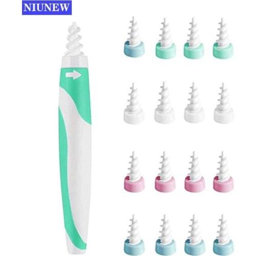 Ear Wax Removal Tool Soft Silicone Spiral Ear Cleaning 16 Replacement Heads Removal Ears Cleaner Plugs Spirals Care