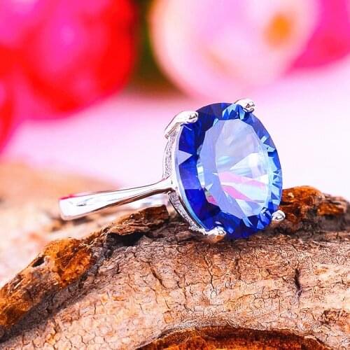 Hot Top Quality Women Fashionable Wholesale Promotion Wedding Gift London Blue Topaz 9*11mm Ring 925 Sterling Silver