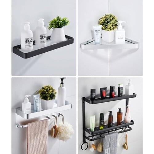 Space Aluminum Bathroom Shelf Shower Shampoo Soap Cosmetic Shelves Bathroom Accessories Storage Organizer Rack Holder