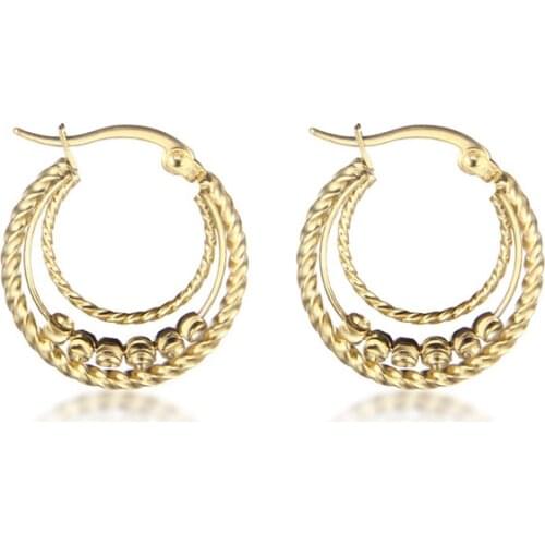 Titanium Steel Earring Gold Color Small Circle Huggie Hoop Punk Round Drop Earrings For Women Fine Jewelry