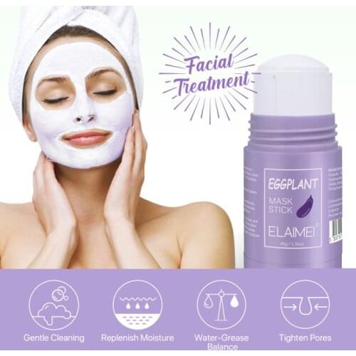 1PC Eggplant Solid Mask Face Mask Stick Oil Control Moisturizing Cleaning Blackhead Remove Fine Pores Facial Skin Care TSLM1