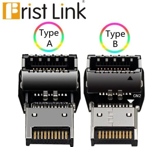 Frist link Computer motherboard USB3.1 TYPE-E interface 90 degree steering elbow front TYPE-C installed wiring