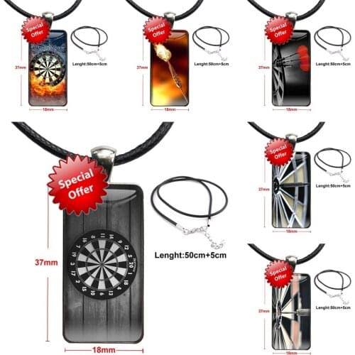 Fashion Simple Dart Games For Men Women Colors Fashion Glass Cabochon Pendant Rectangle Necklace Choker Necklace Jewelry