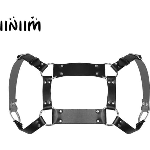 Mens Male Fashion Punk Gothic Leather Cross Body Chest Harness Exotic Tanks Cosplay Clubwear Bondage Costumes Strap Accessories