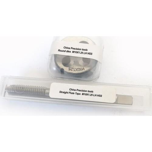 2pcs Metric Left Hand Tap die set M10 M10X1.5 M10X0.75 M10X1 LH Thread Straight Flute Plug taps Round Dies sets M10X1.25 M10X1