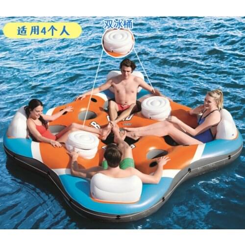 Four person inflatable pontoon outdoor ocean surfing rafting boat vacation swimming pool floating rowing boat