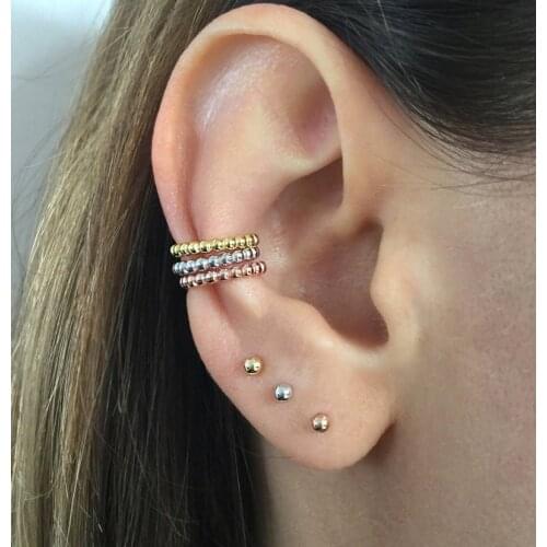 Real silver Minimalist Dot Ball Earrings for Women Gold Color Tiny delilcate ear bone Small Stud Earrings Studs silver 925 stud