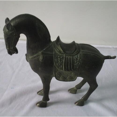A pair (2pc) Rare Chinese old bronze carved Tang Dynasty Horse Sculpture