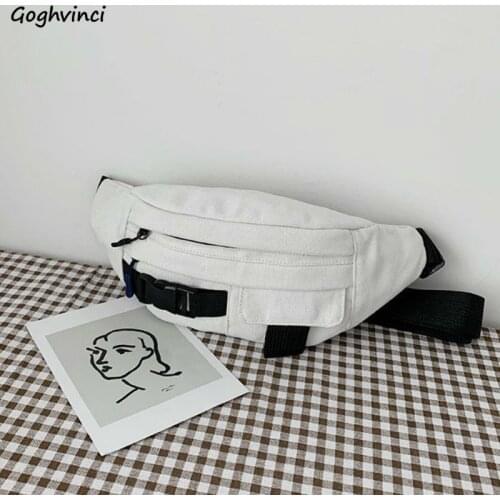Waist Bags Women Casual Canvas Harajuku Fanny Packs Girls Simple Fashion Handbag Hip-pop Ulzzang Money Phone Pouch Belt Bum Bag