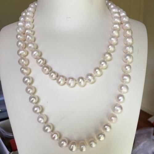 10-11mm freshwater Baroque pearl Elegant necklace 90cm Natural White AB PNK11
