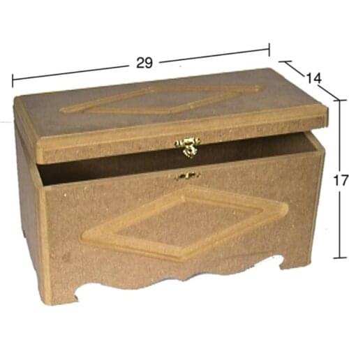 KU291 Lozenge Embossed Box, Dyeable Raw Wood Mdf Box