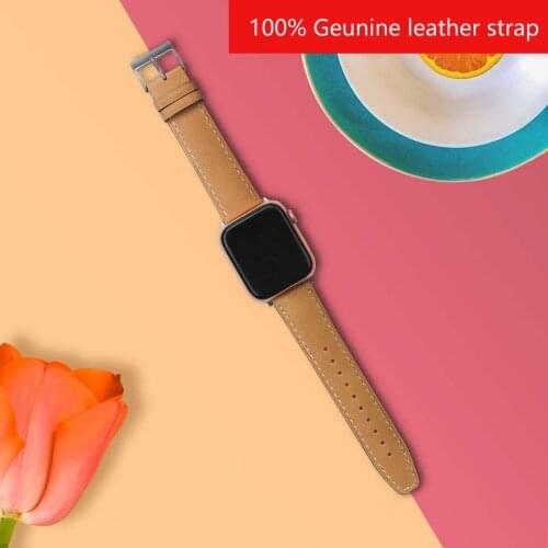 100% Genuine Leather strap for apple watch strap series SE 6 5 4 44mm 40 watchband belt for iwatch 3 2 1 bracelet 38 42mm